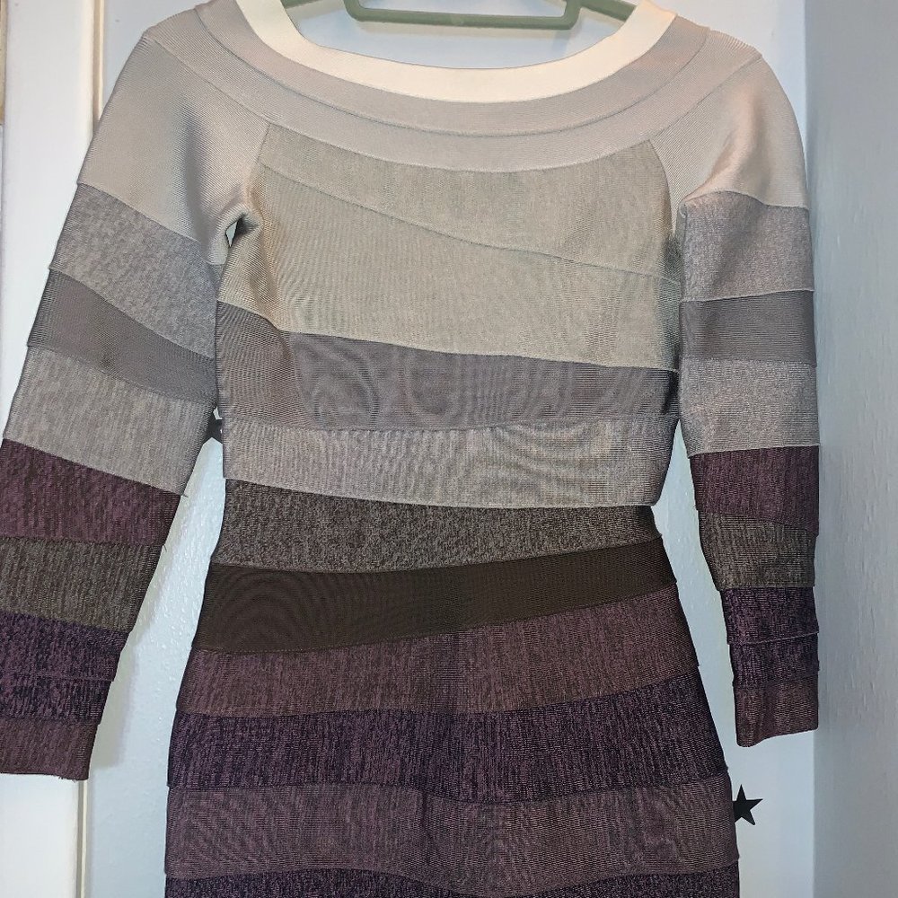 Grey and Purple Bandage Dress